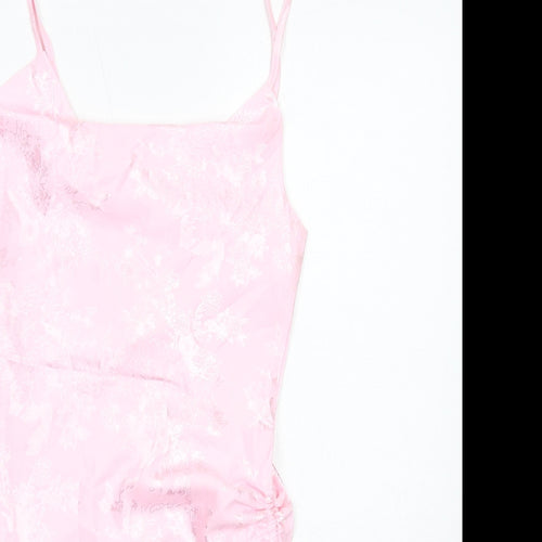 Shekou Womens Pink Geometric Polyester Slip Dress Size M Cowl Neck Pullover