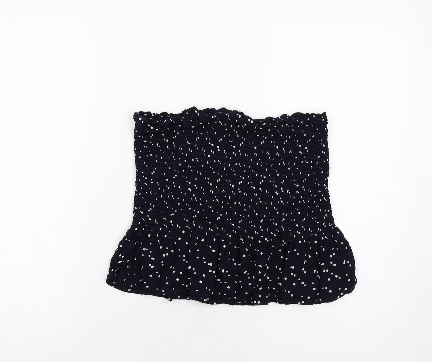 NEXT Womens Blue Polka Dot Viscose Cropped Blouse Size M Square Neck - Strapless Shirred