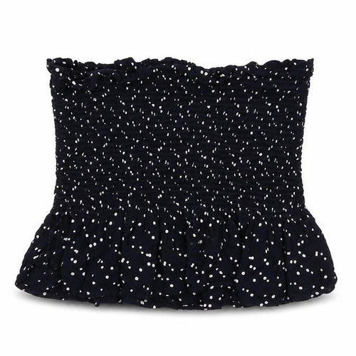 NEXT Womens Blue Polka Dot Viscose Cropped Blouse Size M Square Neck - Strapless Shirred