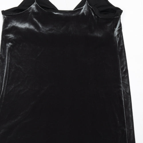 New Look Womens Grey Polyester Slip Dress Size 16 V-Neck Pullover