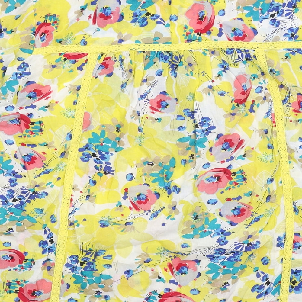 Per Una Womens Yellow Floral Viscose Basic Blouse Size 16 Boat Neck