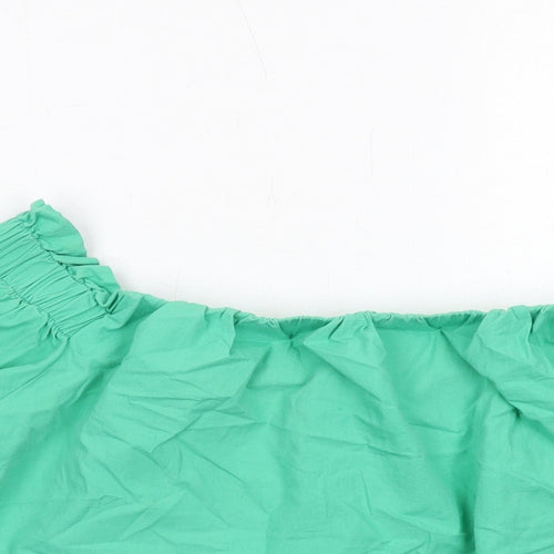 New Look Womens Green Cotton Basic Blouse Size 14 Off the Shoulder
