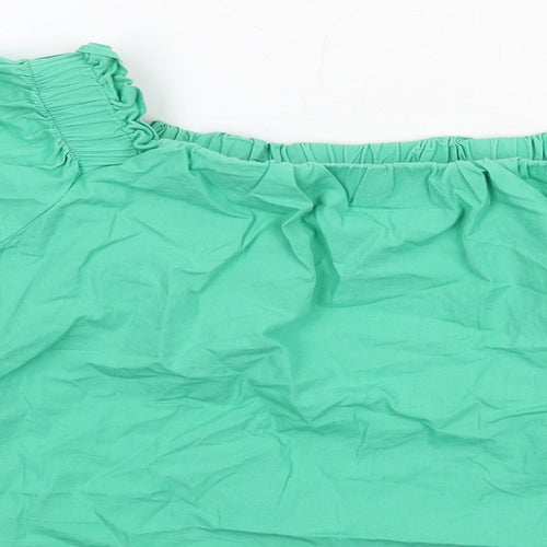 New Look Womens Green Cotton Basic Blouse Size 14 Off the Shoulder
