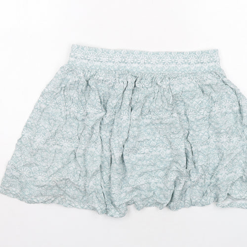 Marks and Spencer Womens Green Geometric Viscose Skater Skirt Size 10 Drawstring