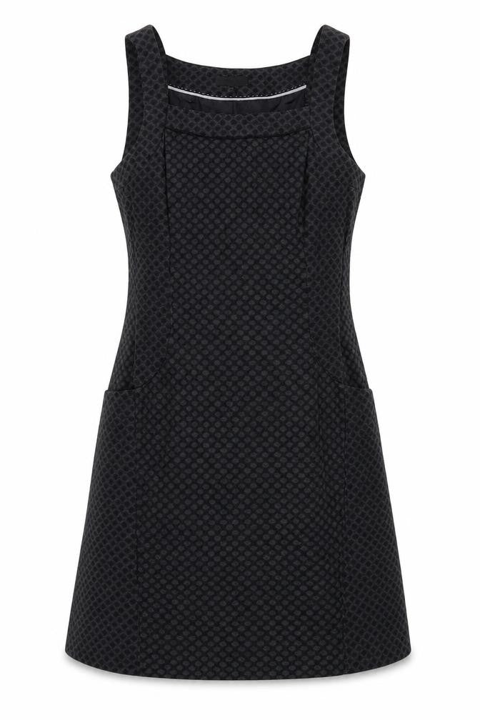 Next Womens Black Geometric Polyester Shift Size 10 Round Neck Zip