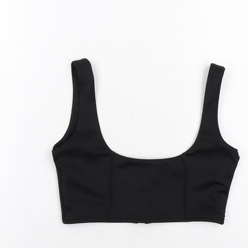 PRETTYLITTLETHING Womens Black Polyester Cropped Tank Size 8 Scoop Neck - Bralette