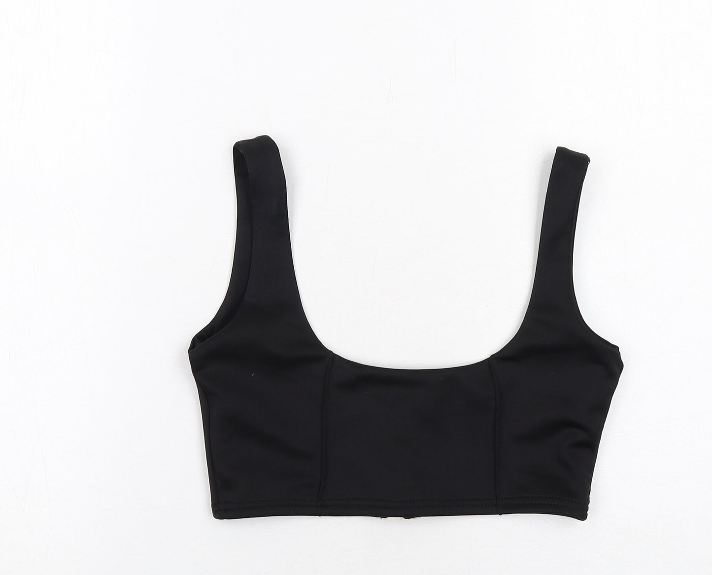 PRETTYLITTLETHING Womens Black Polyester Cropped Tank Size 8 Scoop Neck - Bralette