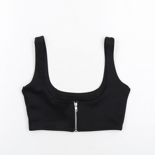 PRETTYLITTLETHING Womens Black Polyester Cropped Tank Size 8 Scoop Neck - Bralette