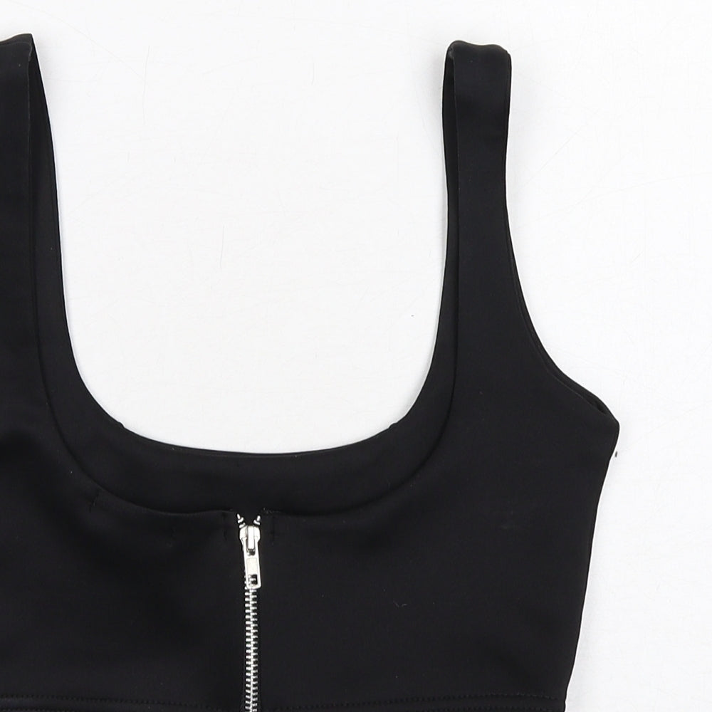 PRETTYLITTLETHING Womens Black Polyester Cropped Tank Size 8 Scoop Neck - Bralette
