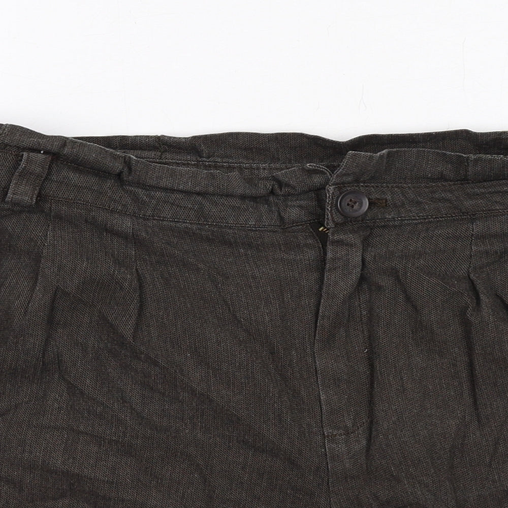 Mango Womens Brown Cotton Basic Shorts Size 14 Regular Zip