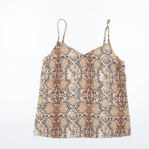 Marks and Spencer Womens Brown Animal Print Polyester Camisole Tank Size 10 V-Neck - Snake Print