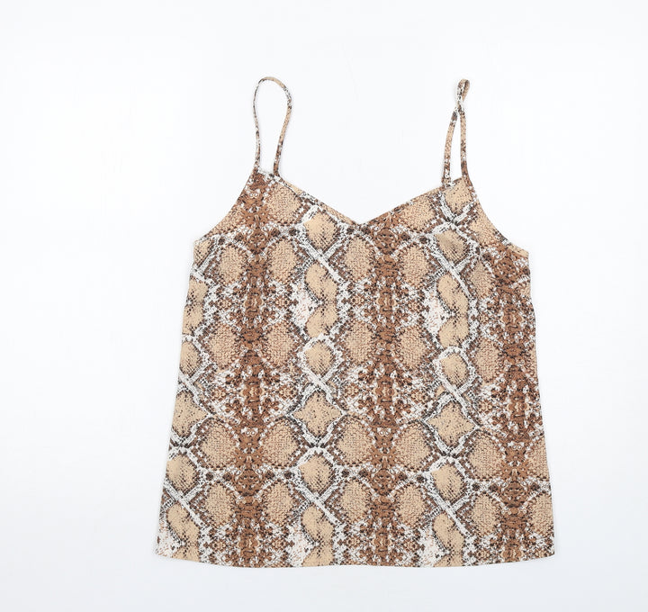 Marks and Spencer Womens Brown Animal Print Polyester Camisole Tank Size 10 V-Neck - Snake Print