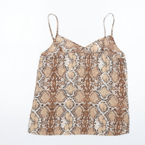 Marks and Spencer Womens Brown Animal Print Polyester Camisole Tank Size 10 V-Neck - Snake Print
