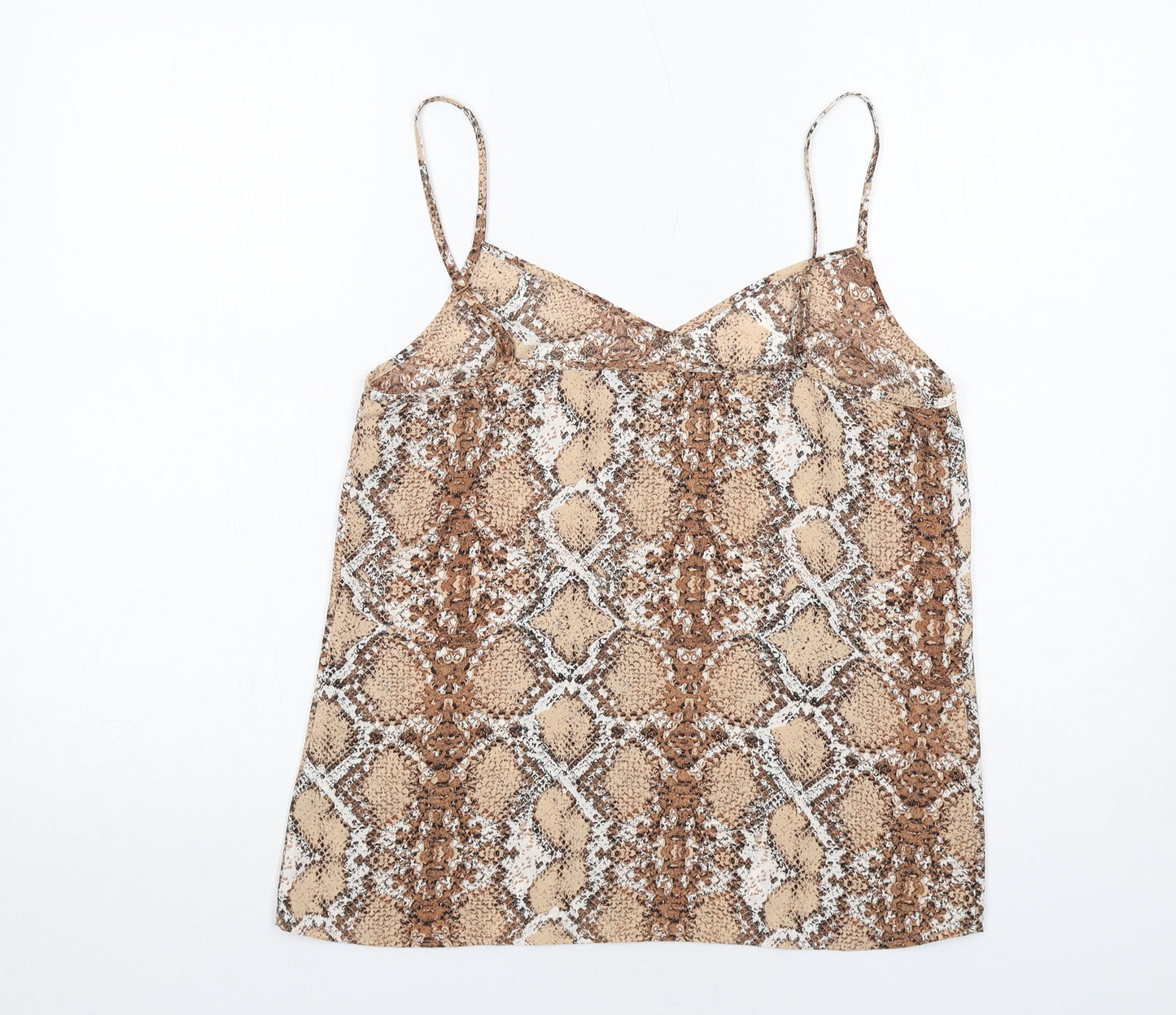 Marks and Spencer Womens Brown Animal Print Polyester Camisole Tank Size 10 V-Neck - Snake Print