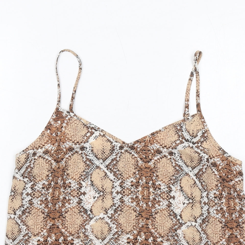 Marks and Spencer Womens Brown Animal Print Polyester Camisole Tank Size 10 V-Neck - Snake Print