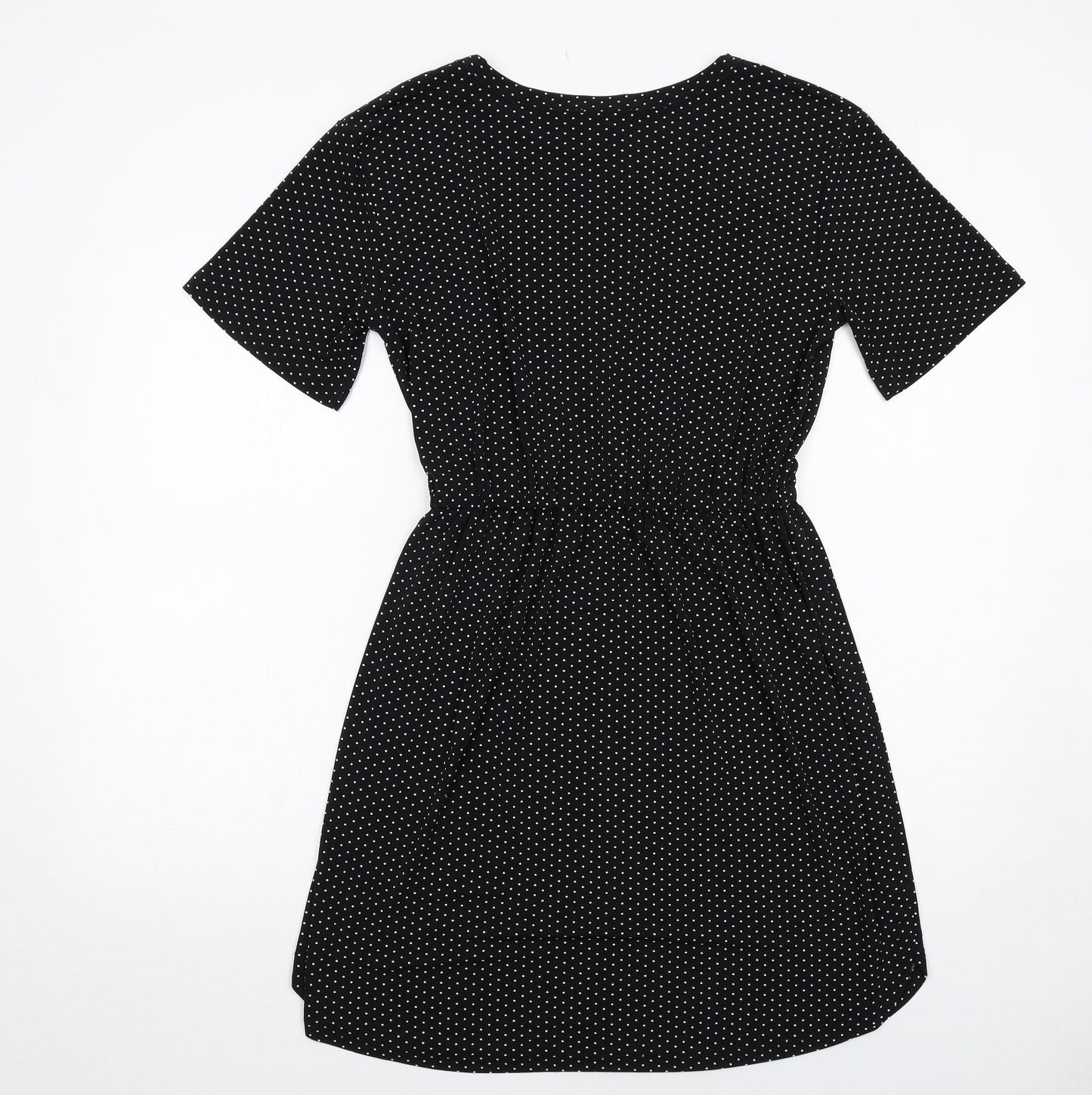 Warehouse Womens Black Polka Dot Polyester A-Line Size 10 Round Neck Pullover