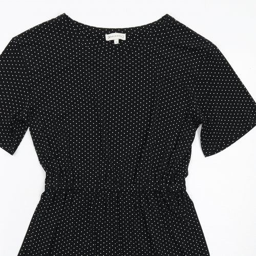 Warehouse Womens Black Polka Dot Polyester A-Line Size 10 Round Neck Pullover