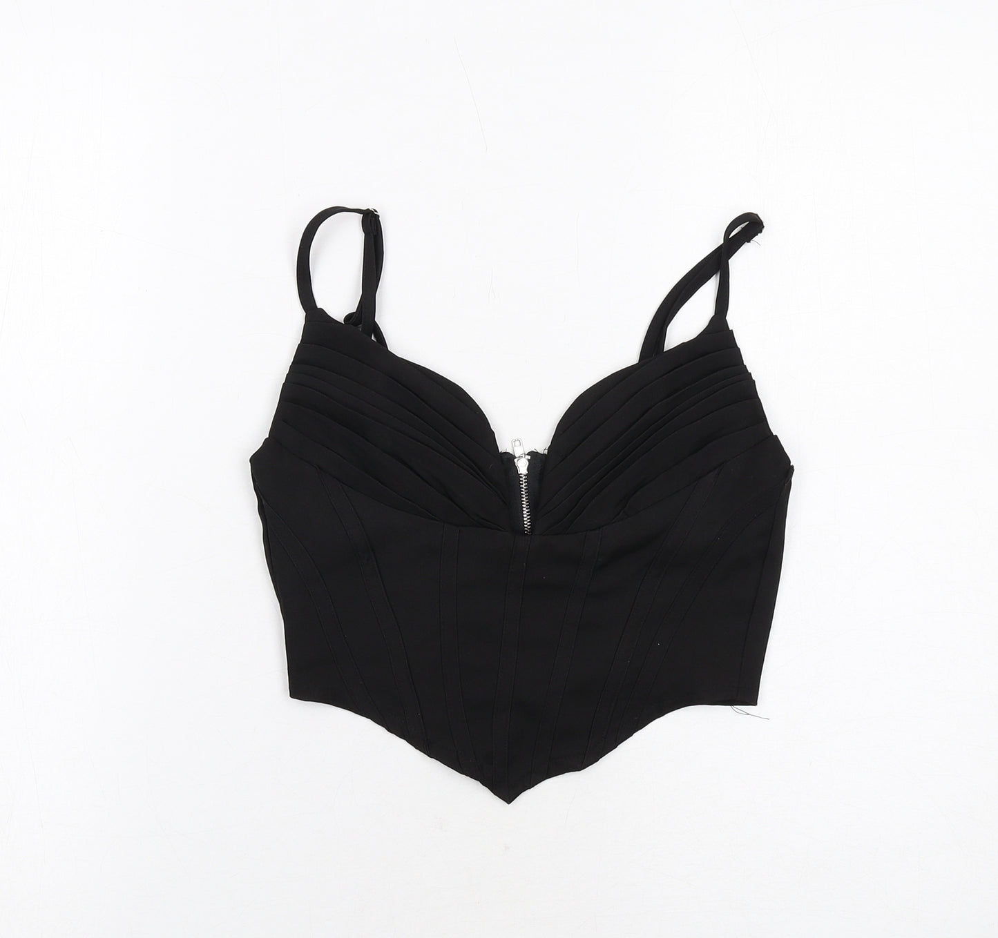 PRETTYLITTLETHING Womens Black Polyester Cropped Tank Size 4 Sweetheart