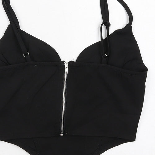 PRETTYLITTLETHING Womens Black Polyester Cropped Tank Size 4 Sweetheart