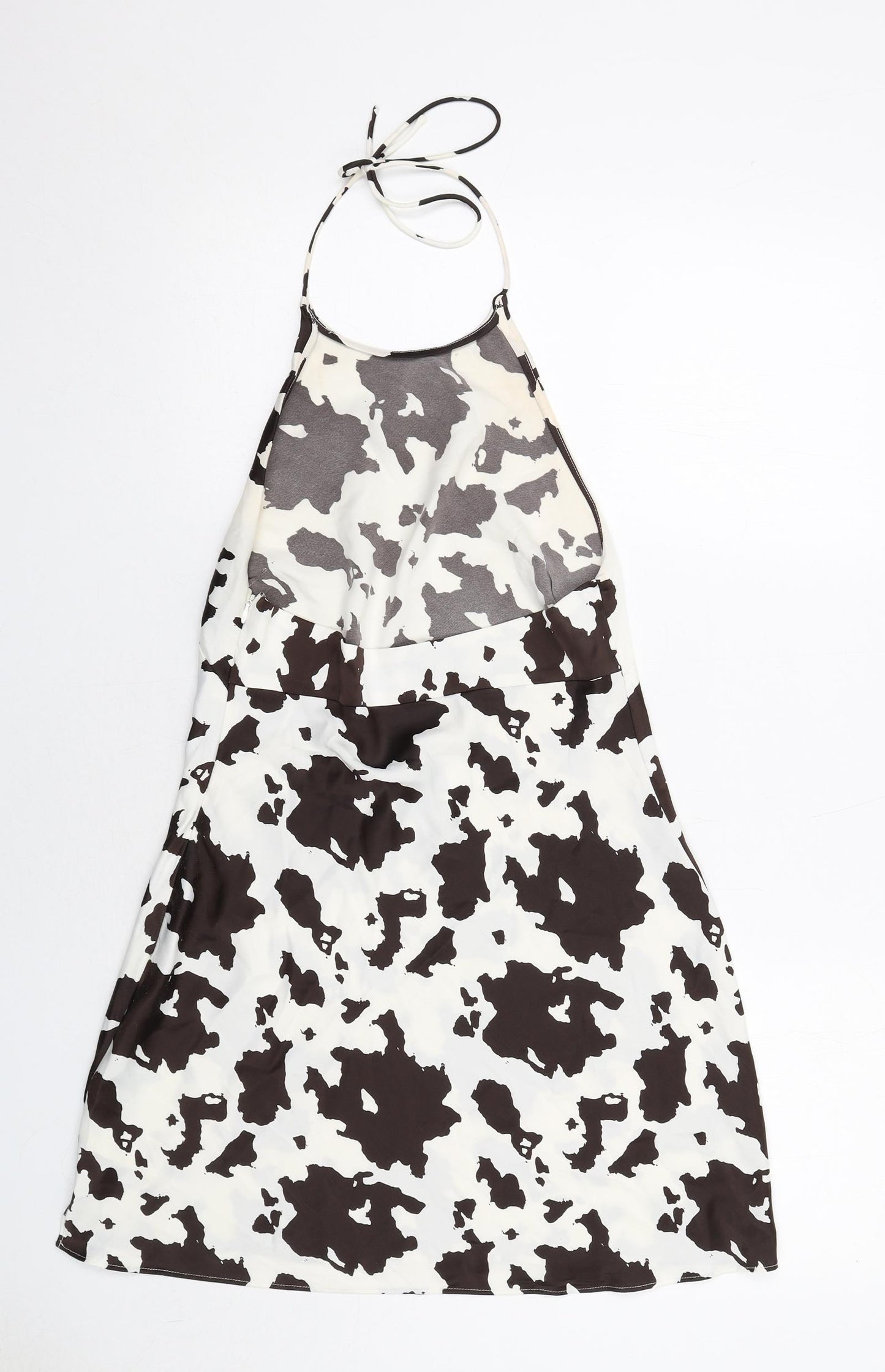Urban Outfitters Womens Ivory Geometric Polyester Slip Dress Size M Halter Zip