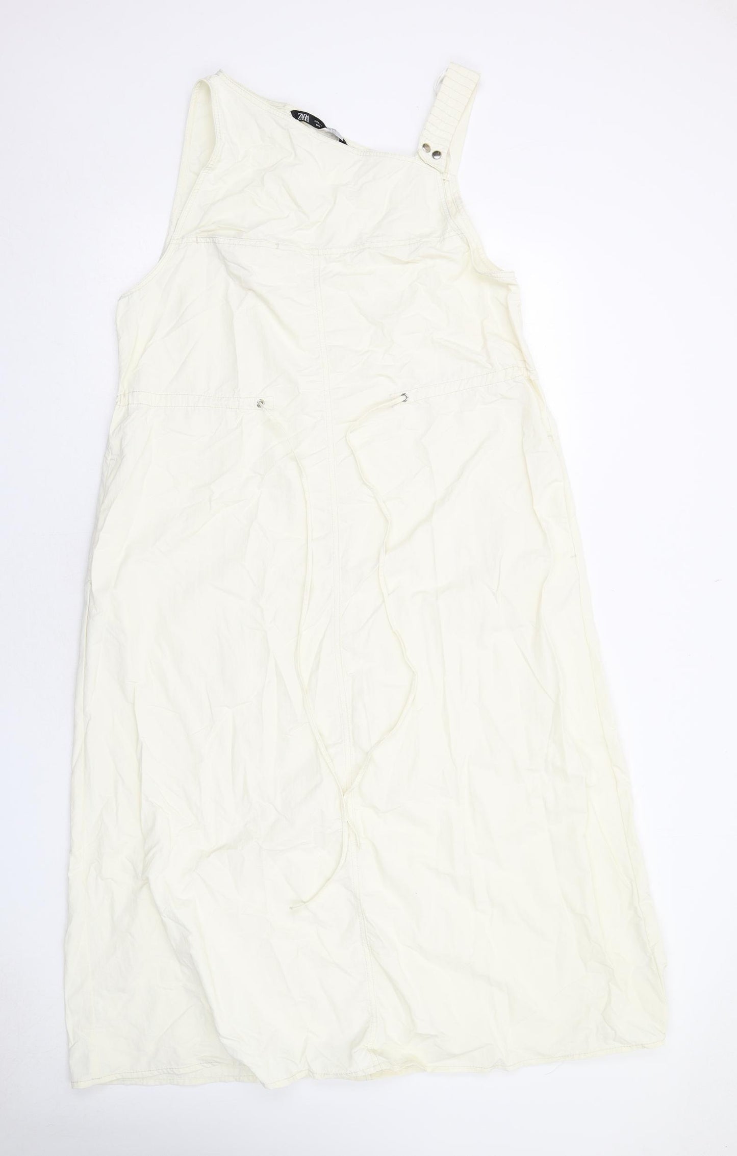 Zara Womens Ivory Polyamide Tank Dress Size L V-Neck Pullover