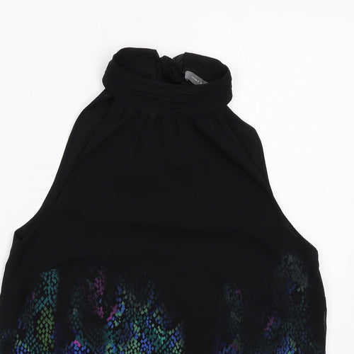 Mint Velvet Womens Black Geometric Polyester Basic Blouse Size 8 Halter