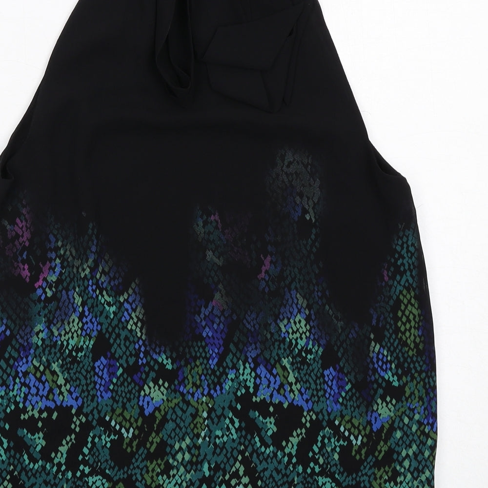 Mint Velvet Womens Black Geometric Polyester Basic Blouse Size 8 Halter