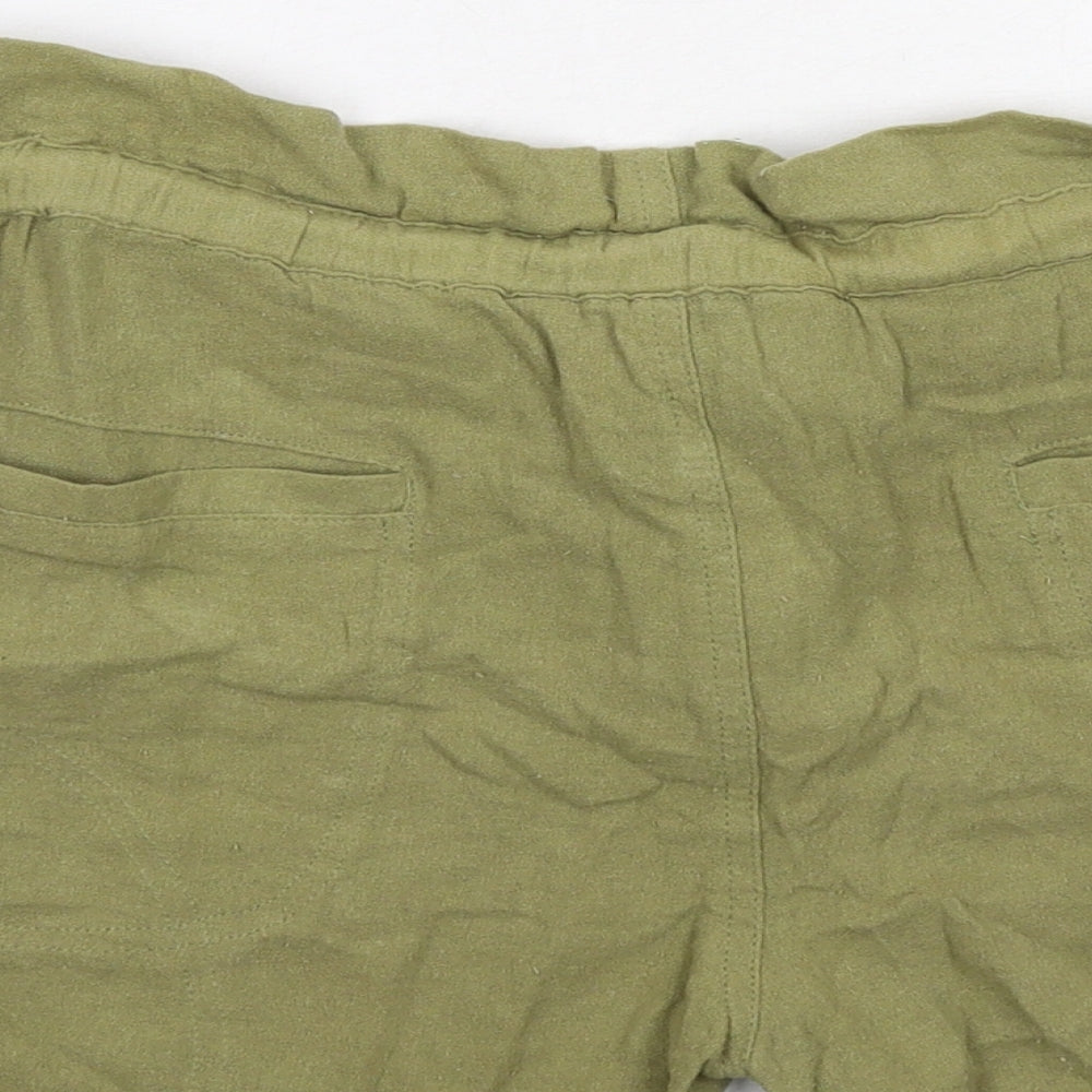 Zara Womens Green Cotton Basic Shorts Size 12 Regular Zip