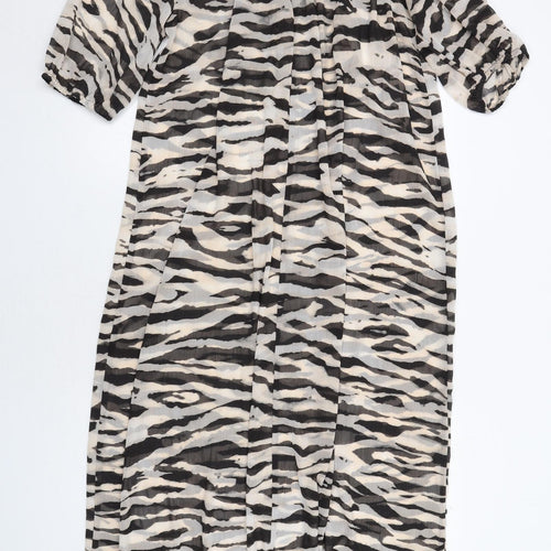 H&M Womens Black Animal Print Polyester Maxi Size XS V-Neck Pullover - Tiger Pattern