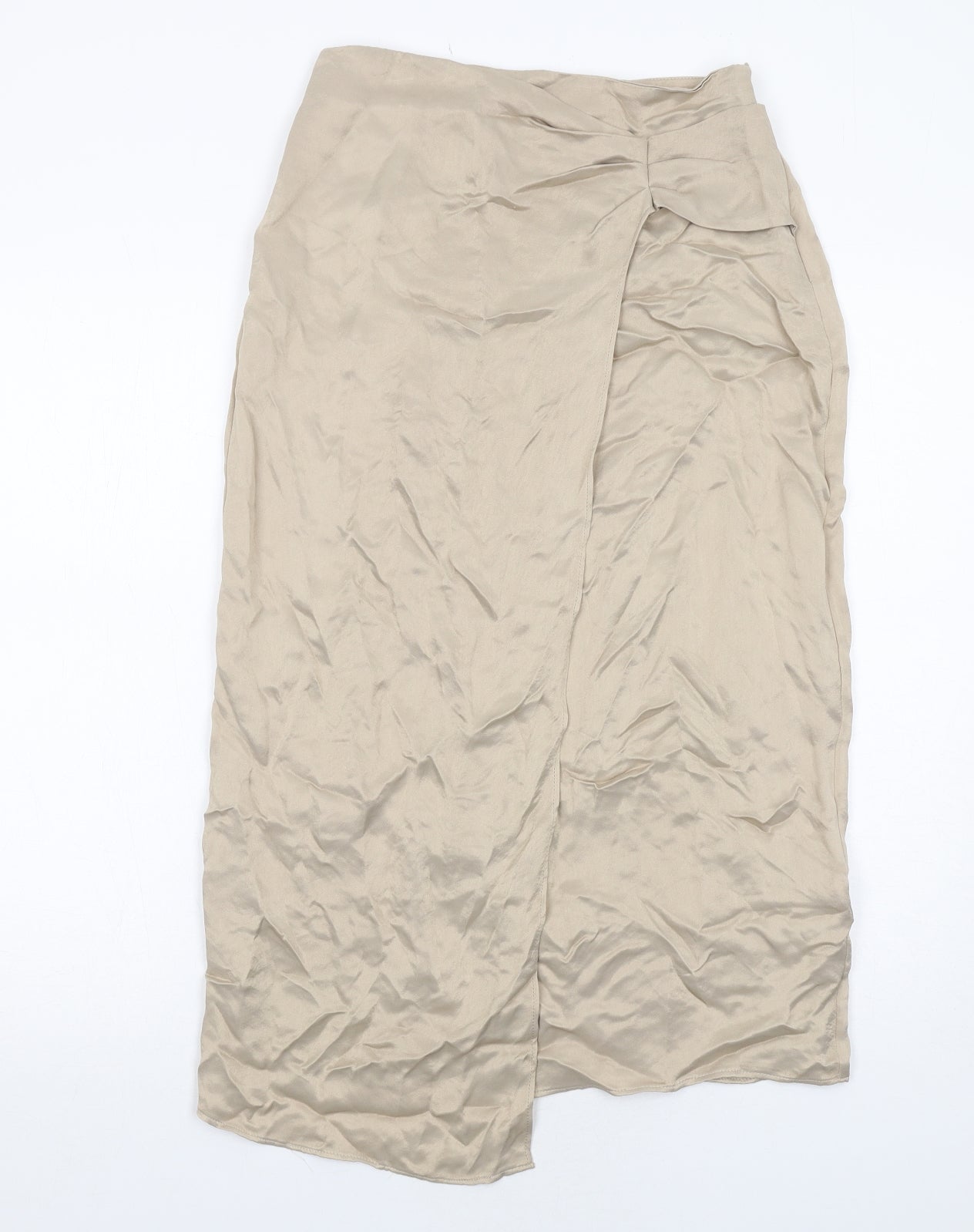Zara Womens Beige Viscose Wrap Skirt Size XS Zip