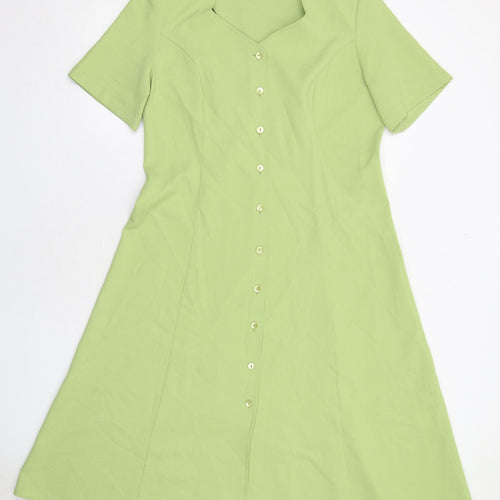 Eastex Womens Green Polyester Trapeze & Swing Size 12 V-Neck Button