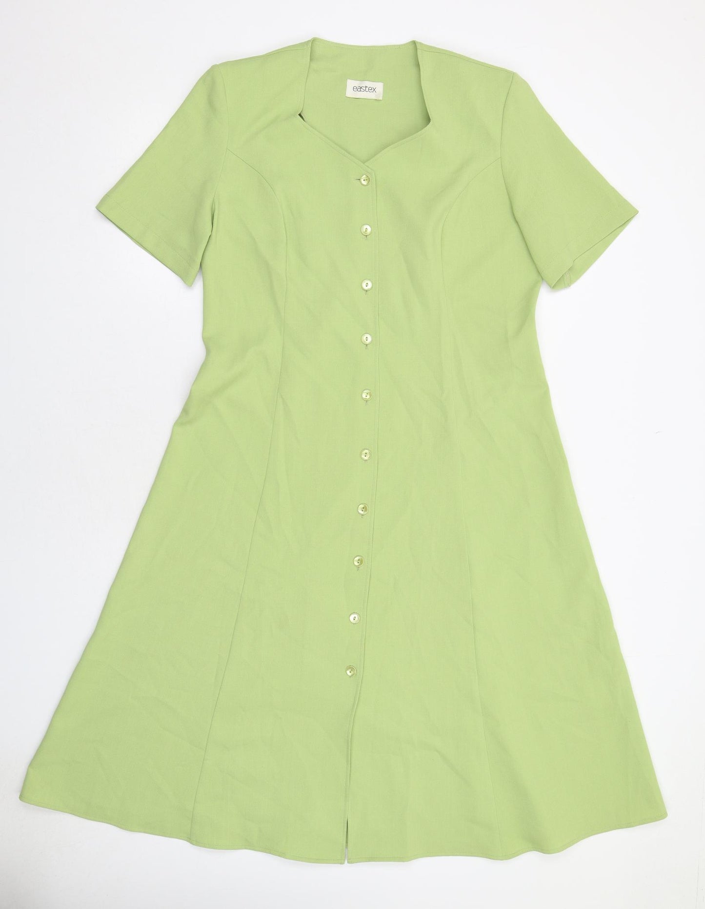 Eastex Womens Green Polyester Trapeze & Swing Size 12 V-Neck Button