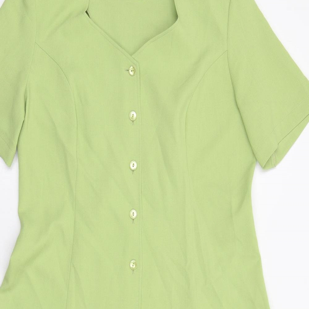 Eastex Womens Green Polyester Trapeze & Swing Size 12 V-Neck Button