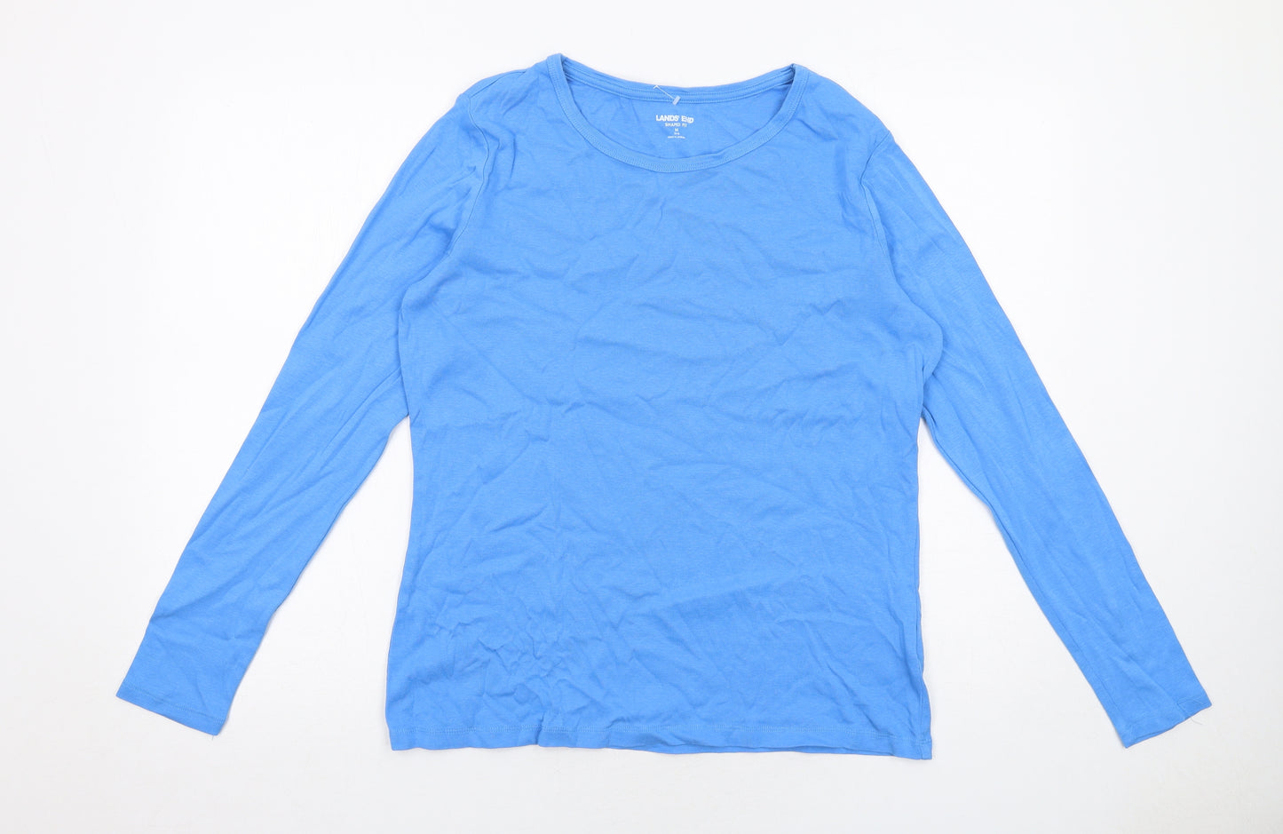 Lands' End Womens Blue Cotton Basic T-Shirt Size M Round Neck