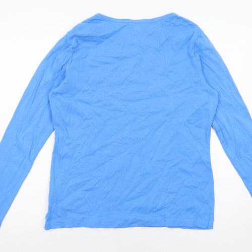Lands' End Womens Blue Cotton Basic T-Shirt Size M Round Neck