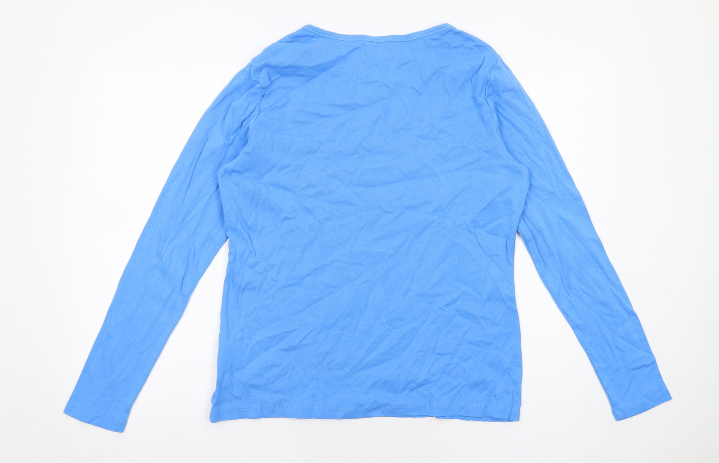 Lands' End Womens Blue Cotton Basic T-Shirt Size M Round Neck