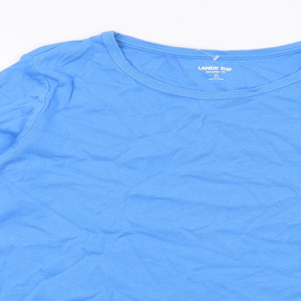 Lands' End Womens Blue Cotton Basic T-Shirt Size M Round Neck