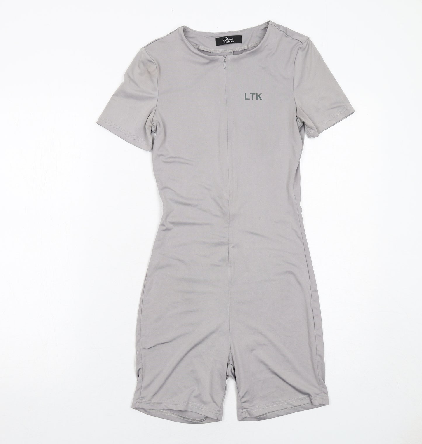 Luxe to Kill Womens Grey Polyester Unitard One-Piece Size S Zip