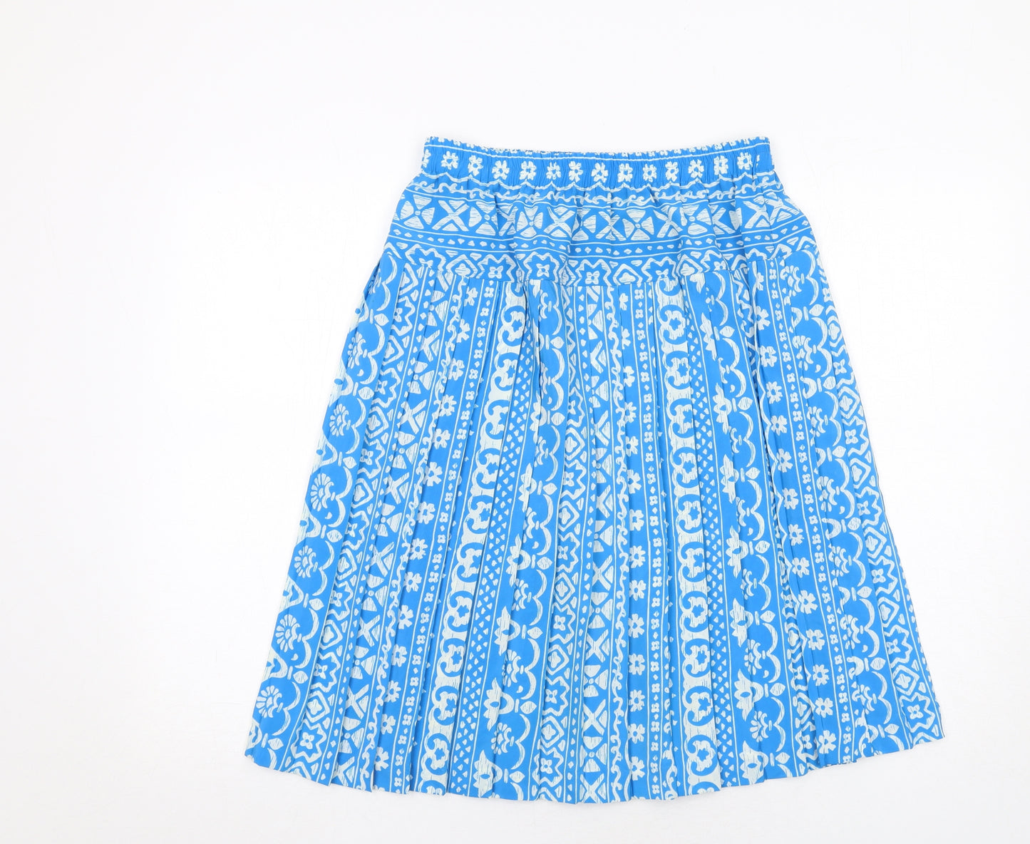 Schrader Womens Blue Geometric Polyester Pleated Skirt Size 12
