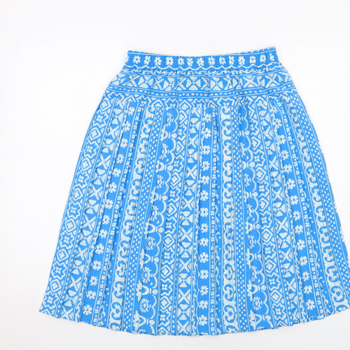 Schrader Womens Blue Geometric Polyester Pleated Skirt Size 12