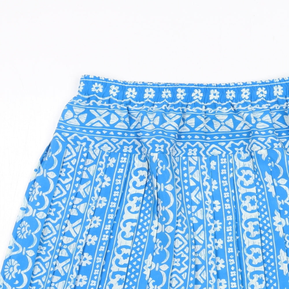 Schrader Womens Blue Geometric Polyester Pleated Skirt Size 12