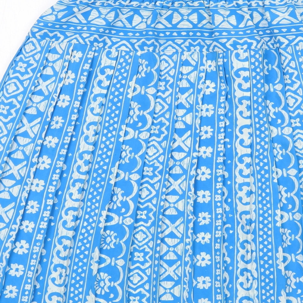 Schrader Womens Blue Geometric Polyester Pleated Skirt Size 12