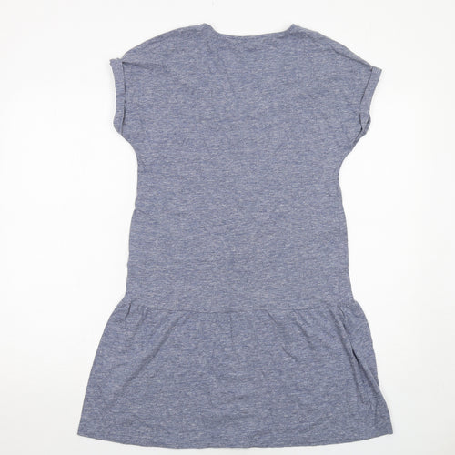 NEXT Womens Blue Cotton T-Shirt Dress Size 10 V-Neck Pullover