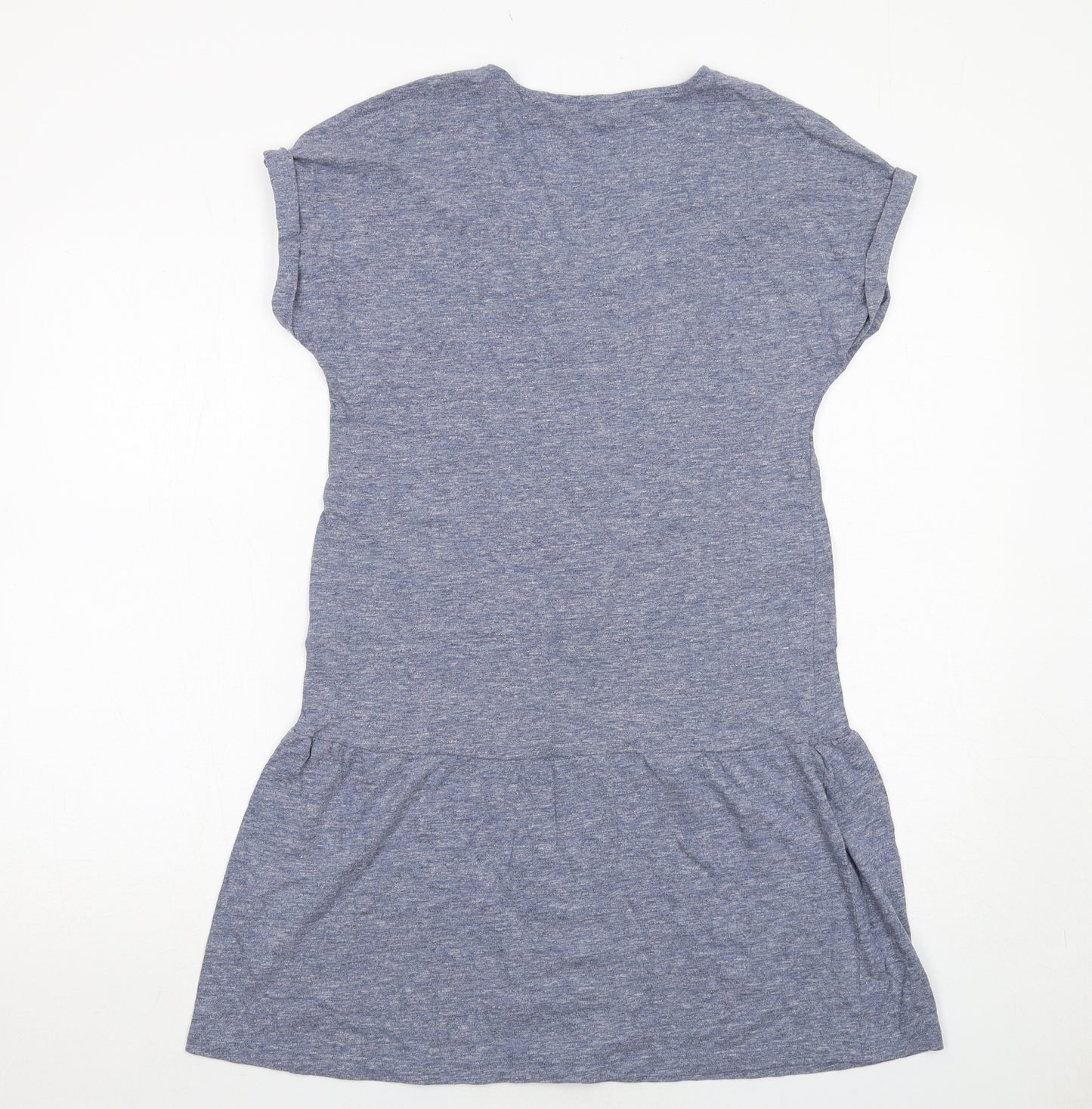 NEXT Womens Blue Cotton T-Shirt Dress Size 10 V-Neck Pullover