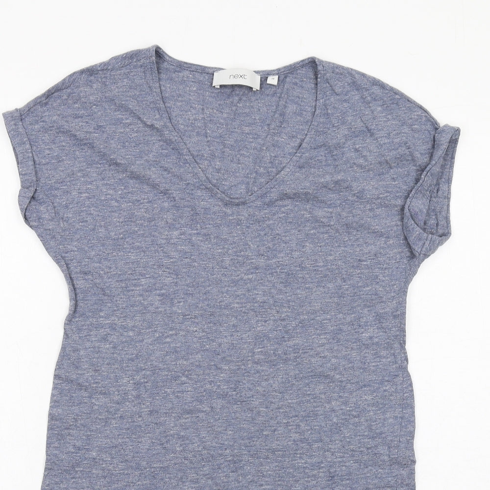 NEXT Womens Blue Cotton T-Shirt Dress Size 10 V-Neck Pullover