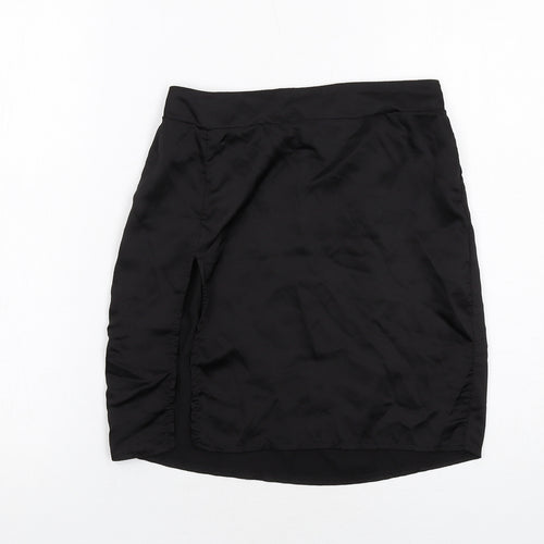 Boohoo Womens Black Polyester A-Line Skirt Size 8