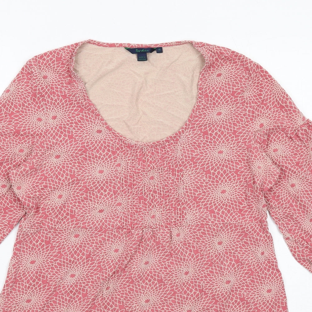 Boden Womens Pink Geometric Viscose A-Line Size 16 Round Neck Pullover