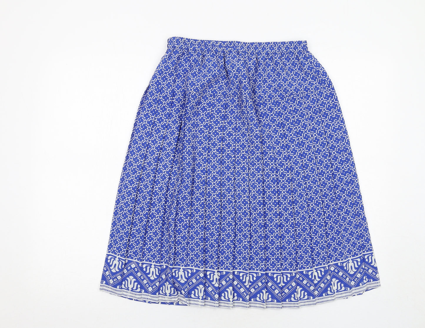 Schrader Womens Blue Geometric Polyester Pleated Skirt Size 12
