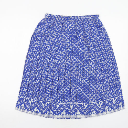 Schrader Womens Blue Geometric Polyester Pleated Skirt Size 12