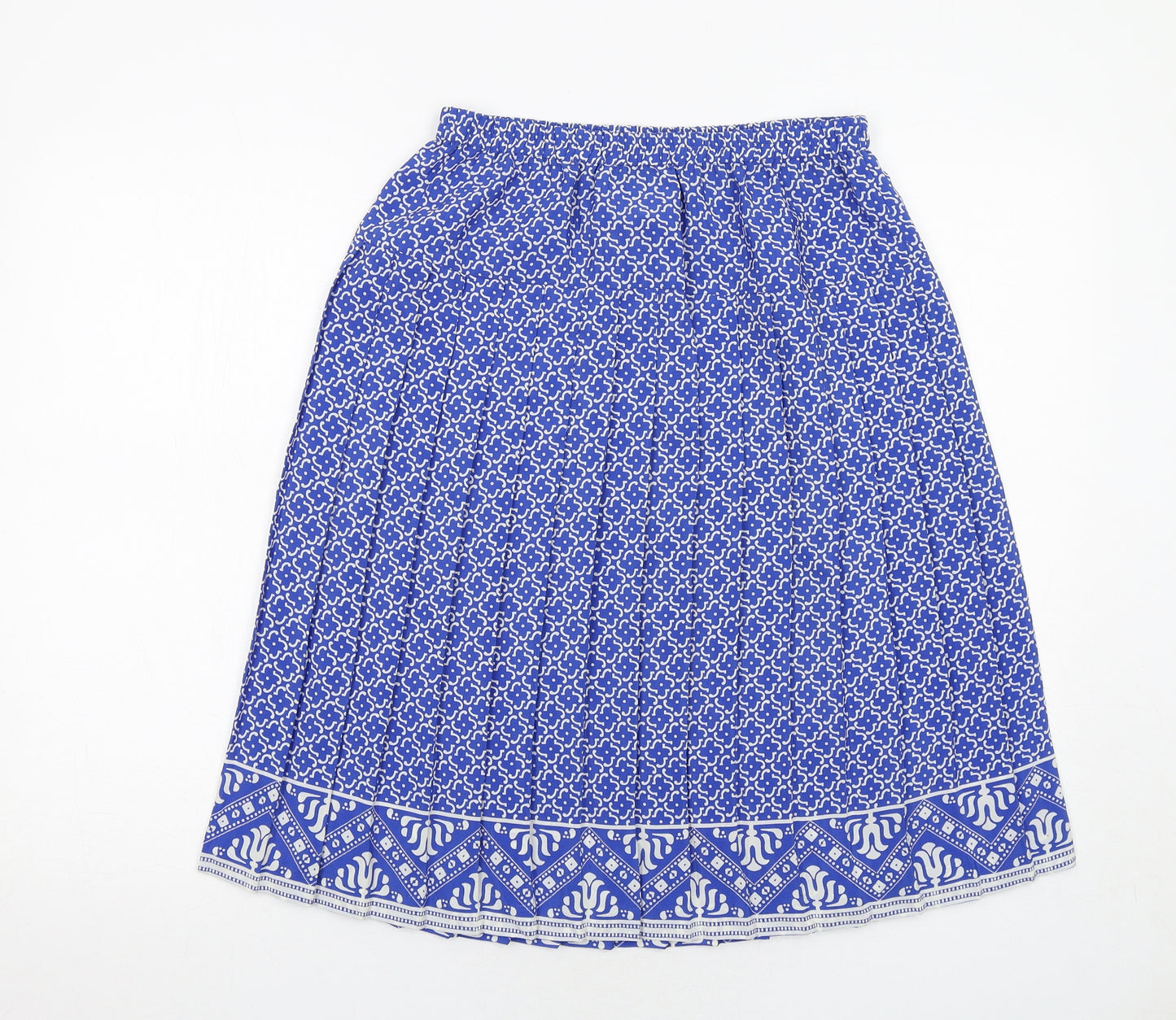 Schrader Womens Blue Geometric Polyester Pleated Skirt Size 12